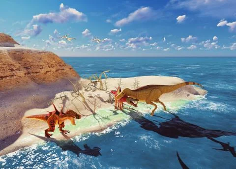 3D rendering scene of the giant dinosaur Stock Illustration