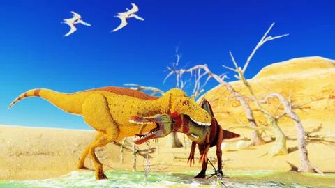 3D rendering scene of the giant dinosaur 스톡 일러스트