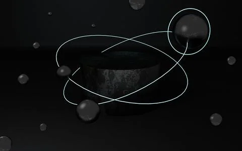 3d rendering schene in cosmic style with two rectangle podium for product. With Stockillustratie