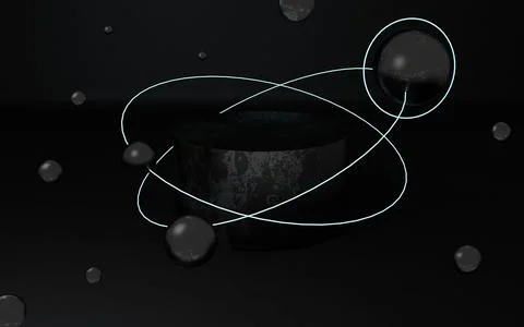 3d rendering schene in cosmic style with two rectangle podium for product. With Illustrazione stock