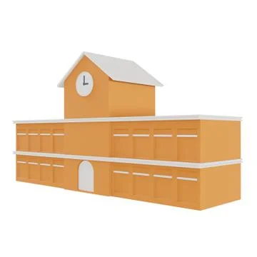 3d rendering of school, 3d icons, pastel minimal cartoon style  isolated Stock Illustration