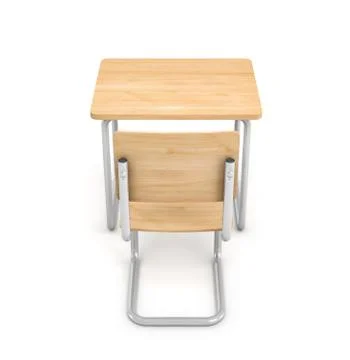 3d rendering of a school desk and chair both are made of iron and light wood イラスト素材
