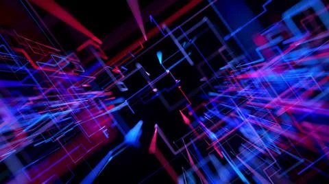 3d rendering sci-fi bg like abstract hologram. Multicolor neon glow lines form Illustrazione stock