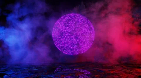 3D rendering. Sci Fi modern futuristic bright hologram space planet. Abstract Stock Illustration