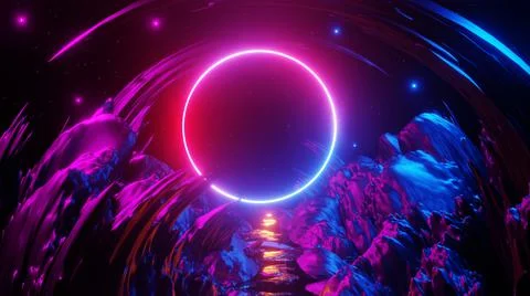 3D rendering. Sci Fi modern futuristic bright background with round portal. A Stock Illustration
