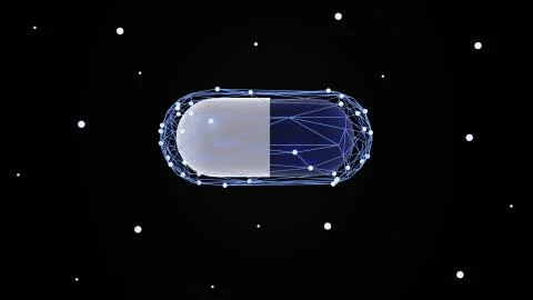 3d rendering sci-fi pill on black background. Stock Illustration