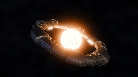 A 3d rendering of sci-fi structure, reminiscent of a Dyson Ring. Stock Illustration