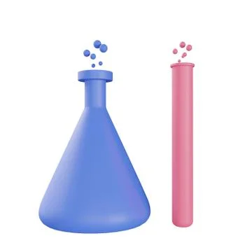 3d rendering of science equipment, 3d icons, pastel minimal cartoon style  is Stock Illustration
