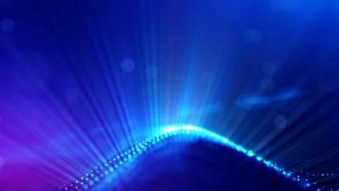 3d rendering, science fiction background of glowing particles with depth of Stock Illustration