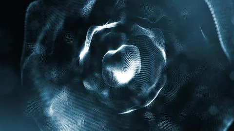 3d rendering, science fiction background of glowing particles with depth of Stockillustratie