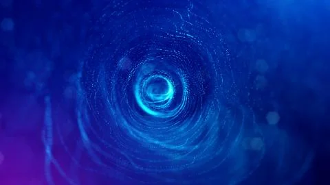 3d rendering, science fiction background of glowing particles with depth of Illustrazione stock