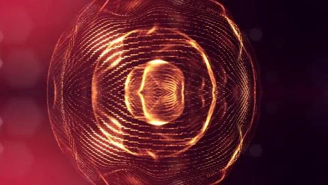 3d rendering, science fiction background of glowing particles with depth of Illustrazione stock