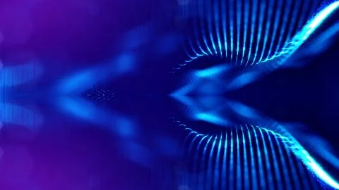 3d rendering, science fiction background of glowing particles with depth of Stock Illustration