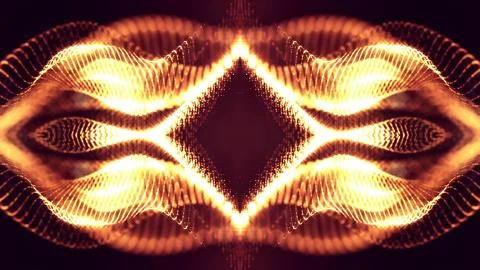 3d rendering, science fiction background of glowing particles with depth of Stock Illustration