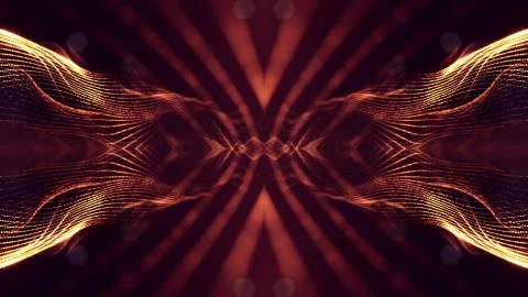 3d rendering, science fiction background of glowing particles with depth of 库存插图