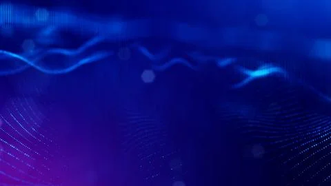 3d rendering, science fiction background of glowing particles with depth of Stockillustratie