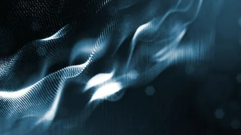 3d rendering, science fiction background of glowing particles with depth of 库存插图