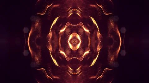 3d rendering, science fiction background of glowing particles with depth of Stock Photos