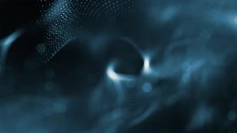 3d rendering, science fiction background of glowing particles with depth of 스톡 사진