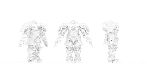 3D rendering of a science fiction cartoon harnass tech robot warrior Stock Illustration