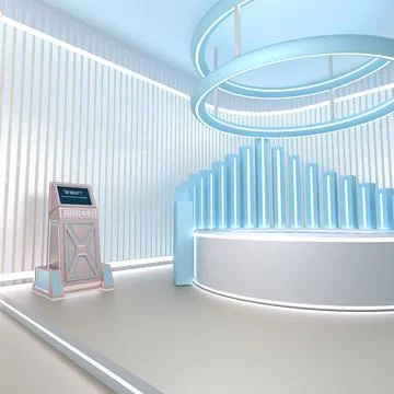 3D Rendering Science Fiction Interior Stock Illustration