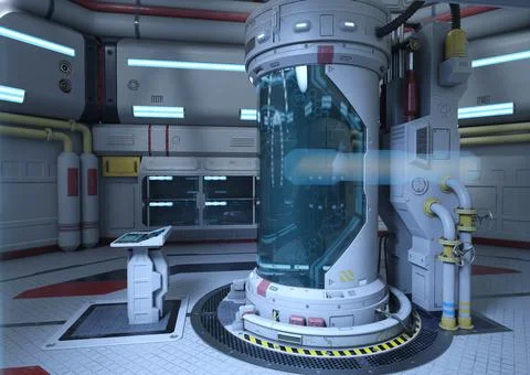 3D Rendering Science Fiction Laboratory Stock Illustration