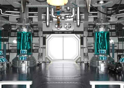 3D Rendering Science Fiction Laboratory Stock Illustration