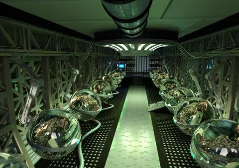 3D Rendering Science Fiction Laboratory Stock Illustration