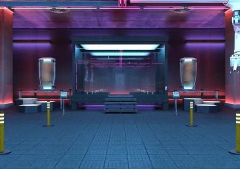 3D Rendering Science Fiction Laboratory Stock Illustration