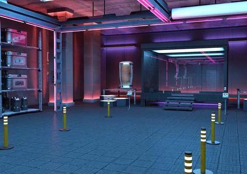 3D Rendering Science Fiction Laboratory Stock Illustration