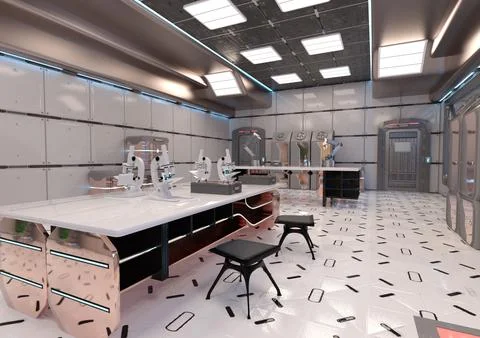 3D Rendering Science Fiction Laboratory Stock Illustration