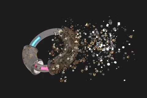 3d rendering, scientific mechanical ring in the outer space. Stock Illustration