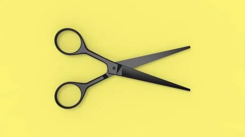3d rendering of a scissors isolated in a colored studio background 3d rend... Foto stock