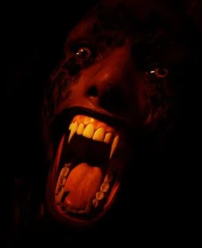 3d rendering of a screaming ghost woman in haunted house Illustrazione stock
