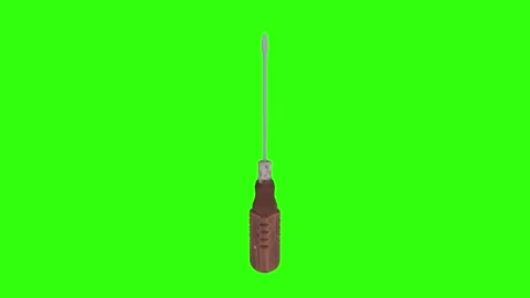 3D rendering of a screwdriver with glowing tip against a green background 스톡 동영상 297584510
