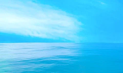 3D rendering sea on blue sky. Ocean surface panorama. Landscape Surface seasc イラスト素材