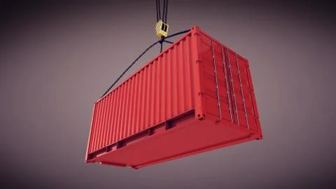 3d rendering of Sea container lifted by a harbor crane Stock Illustration
