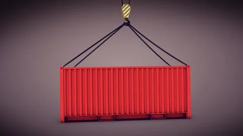 3d rendering of Sea container lifted by a harbor crane Illustrazione stock