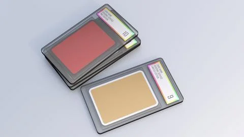 A 3d rendering of sealed slab cases with graded labels. Stock Illustration