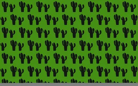 3D rendering of seamless cactus pattern with green background Stock Illustration