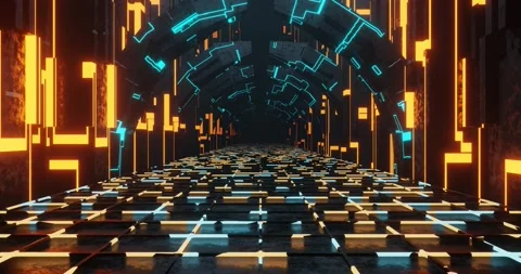 3d rendering seamless loop animation of sci-fi corridor. Stock Footage 159229862