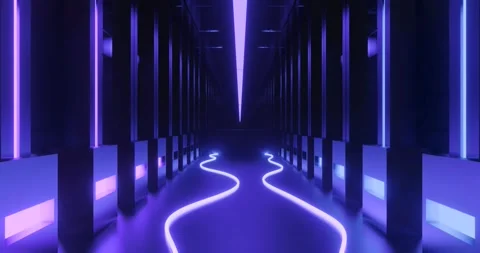 3d rendering seamless loop motion of red neon sci fi corridor Stock Footage 268386406