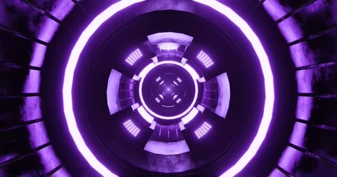 3d rendering seamless loop motion of tunnel with light blue neon light Stock Footage 275887542