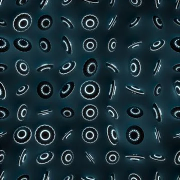 3d rendering. Seamless pattern of alien spaceships randomly scattered on a da Illustrazione stock