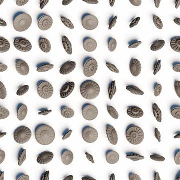 3d rendering. Seamless pattern of alien spaceships randomly scattered on a wh 스톡 일러스트
