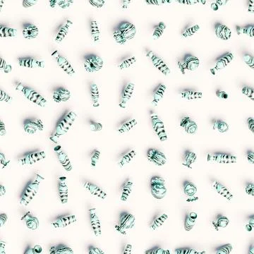 3d rendering. Seamless pattern of marble vases scattered at random. Stock Illustration