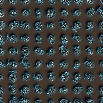 3D rendering. Seamless pattern of marble vases in neon light, scattered at ra Stock Illustration