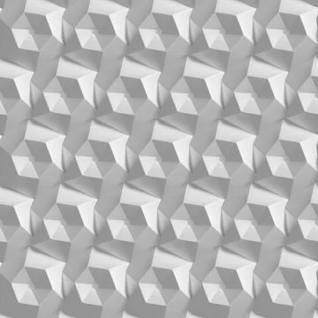 3D rendering seamless texture. White abstract geometric pattern. Origami pape Stock Illustration
