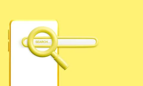 3d rendering search engine bar on smartphone. Concept mobile browser applicat Stock Illustration