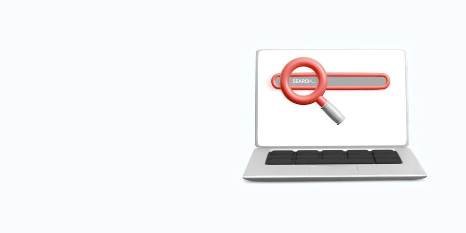 3d rendering search engine bar on laptop. Concept pc browser application. Vec イラスト素材